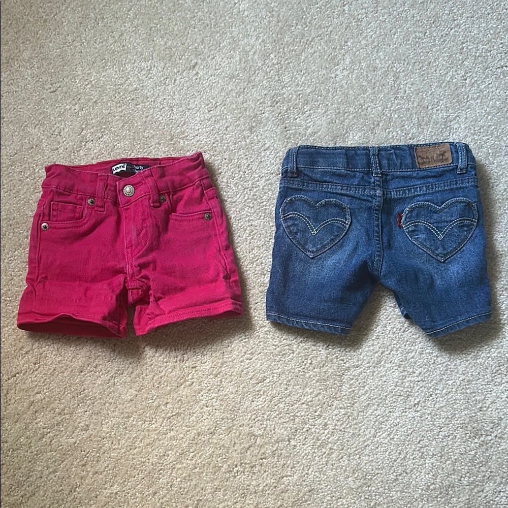 Levi's Pink and Blue Denim Shorts Set